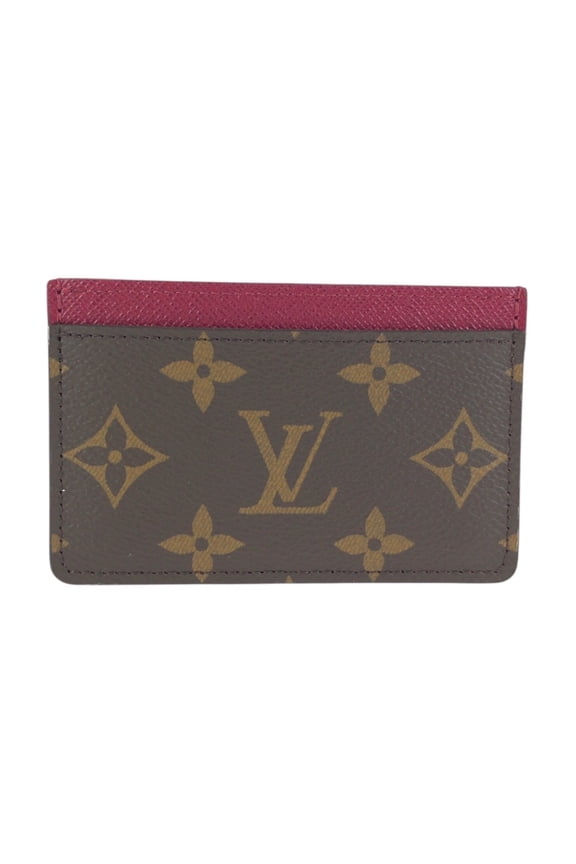 Pre-Owned LOUIS VUITTON Louis Vuitton Monogram Brown Fuchsia M60703 Business Card Holder/Card...
