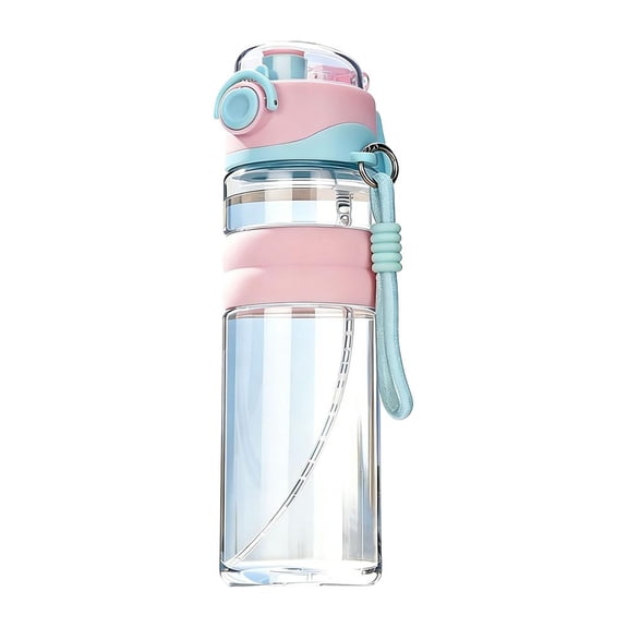 800ml Sports Water Bottle with Spray Mist, Leak-Proof Portable Gym Water Bottle with Handle, Cooling Mist Bottle for Cycling, Running & Outdoor Activities(Pink)