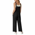thumbnail image 4 of Women's Bib Overalls Loose Fit Wide Leg Jumpsuits Casual Rompers with Pockets Black 2XL, 4 of 6