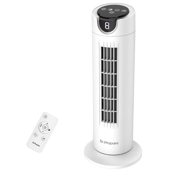Ventilador de torre DR.PREPARE de 16" sin aspas, 8 velocidades, control remoto