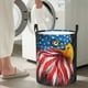 thumbnail image 5 of Balery Eagle Head With American Flag Cesta de ropa redonda con asas, impermeable, independiente, para ropa, juguetes, dormitorio y familia-Small, 5 of 6