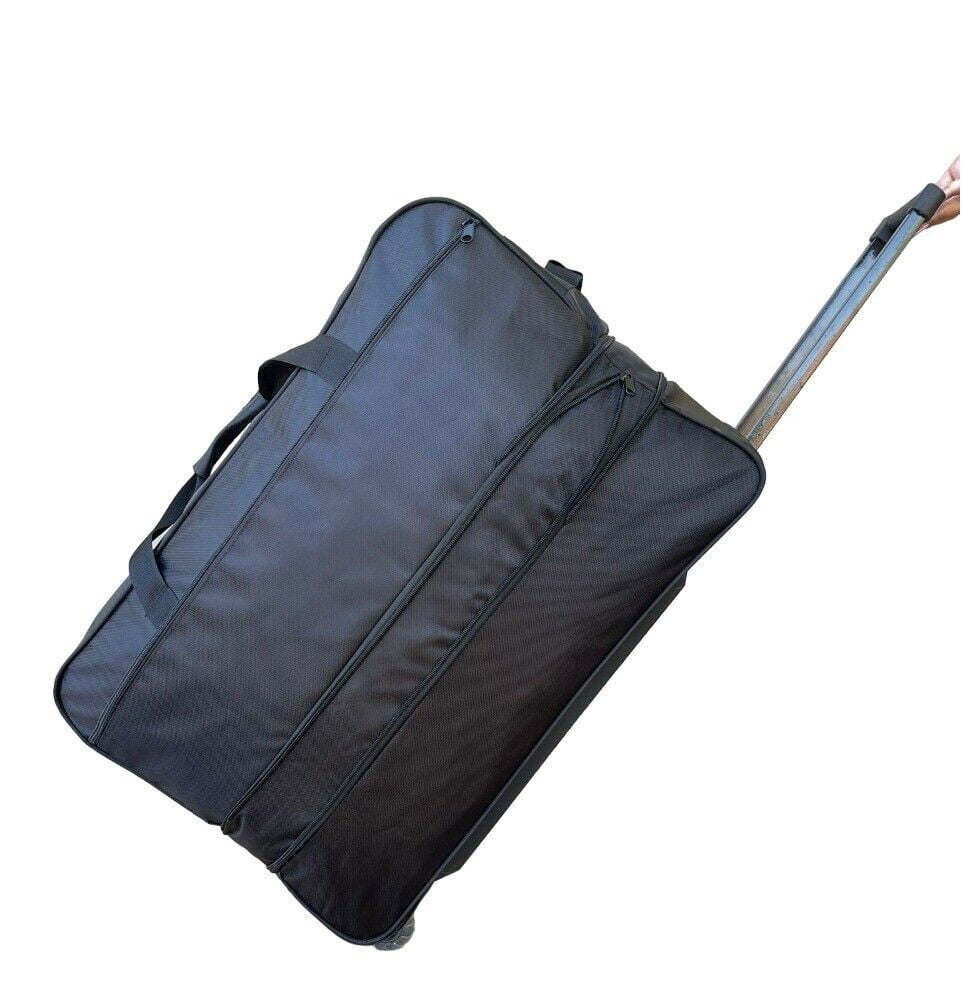 Large 30 Inch BLACK 60LB Capacity Rollin Duffle Bag Adjustable Suitcase Luggage