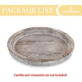 thumbnail image 6 of Wooden Tray Candle Holder - Round Wood Decorative Pillar Candle Tray for Coffee Table Farmhouse Kitchen Countertop Organizer Home Decor Wedding Centerpiece, Distressed White, 6 of 10