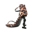 thumbnail image 3 of Women Leopard Open Toe Ankle Strap Dollar Sign Heel Sandal 18715, 3 of 6
