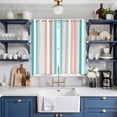 thumbnail image 2 of Aqua Teal Stripe Kitchen Curtains 63 Inch Length, Geometric Grey White Vertical Striped Grommet Top Bedroom Living Room Curtains, Light Filtering Cafe Curtain Drapes 2 Panels Set 84''x63'', 2 of 9