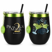 Practical Magic 2 Wine Tumbler With Charm Set Of 2, Insulated Stainless Steel Cup with Lid, Straw & Lime Charm, Midnight Margaritas Club Travel Tumbler, Halloween Gift With Box