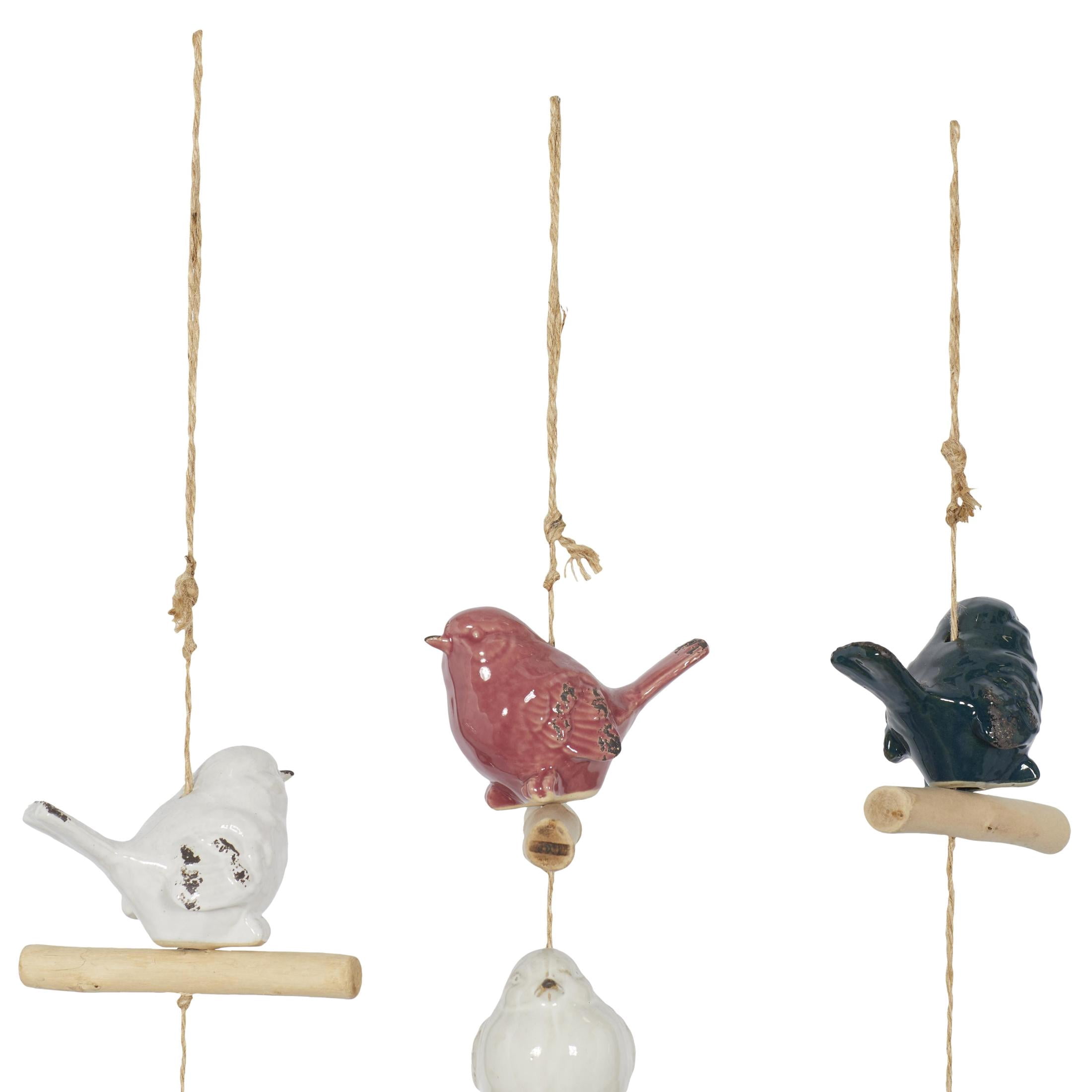 DecMode 46" White Ceramic Bird Windchime with Bells (3 Count)