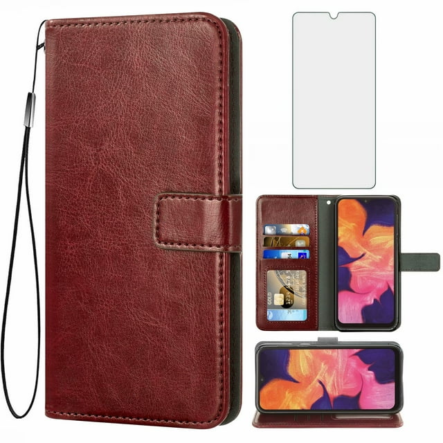 Mobile Phone Cover for Samsung A10, Cover Premium Pu Leather Tpu Flip Cover Magnetic Closure Card Compartment Stand Function Wallet with Lanyard Protective Cover