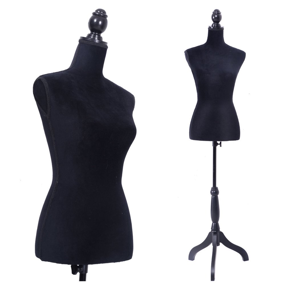 Black Female Mannequin Torso Clothing Display W/Black Tripod Stand New