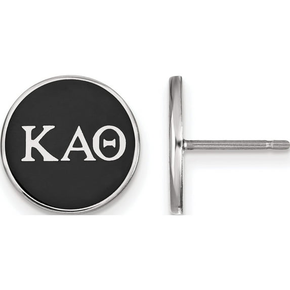 Sterling Silver S. Rh-Plated Logoart Kappa Alpha Theta Enameled Post Earrings (12 X 12) Made In United States ss031kat