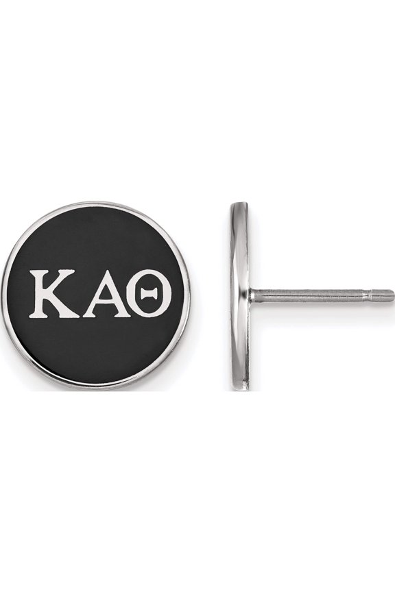 Sterling Silver S. Rh-Plated Logoart Kappa Alpha Theta Enameled Post Earrings (12 X 12) Made In United States ss031kat