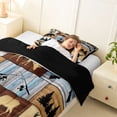 thumbnail image 4 of Feelyou Rustic Wood Plank Cabin Twin Comforter Sets for Men Boys, Forest Deer Bear Animal Bedding Set, Brown, Black Reversible, 2-Piece, 4 of 6