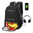 thumbnail image 2 of Mochila Multifuncional para Portátil 39.6 cm, Impermeable, con Puerto USB, Compartimento para Almuerzo, Antirrobo, adapta a oficina, escuela, delivery, campismo, trabajo rudo color negro, 2 of 7