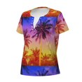 thumbnail image 2 of Naloa Palm Trees at Sunset Print T-Shirts Short Sleeve V Neck Tees for Women Fashion Tops Trendy Lightweight Soft Casual Summer Outfits Clothes, 2 of 5