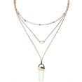 thumbnail image 1 of Collar Yashi con forma de rombo hexagonal y cristales sintéticos 3 capas color blanco modelo 22953, 1 of 5