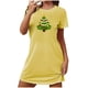 thumbnail image 2 of Camisón corto navideño para mujer, talla grande, cuello redondo, manga corta, estampado en el pecho, vestido de noche para mujer, 2 of 3