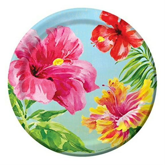 Creative Converting 8 Count Paper Dessert Plates, Heavenly Hibiscus