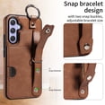 thumbnail image 3 of SaniMore Case for Samsung Galaxy A15, PU Leather Durable [Back Card Slots] Wristlet Kickstand Buckle Protective Bumper Cover Shockproof Anti-fall/Anti-scratch for Ladies, Brown, 3 of 10