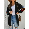 thumbnail image 5 of Aleumdr Womens Fall Open Front Cardigan Black Stripe Knitted Sweaters Outwear 16 18, 5 of 9