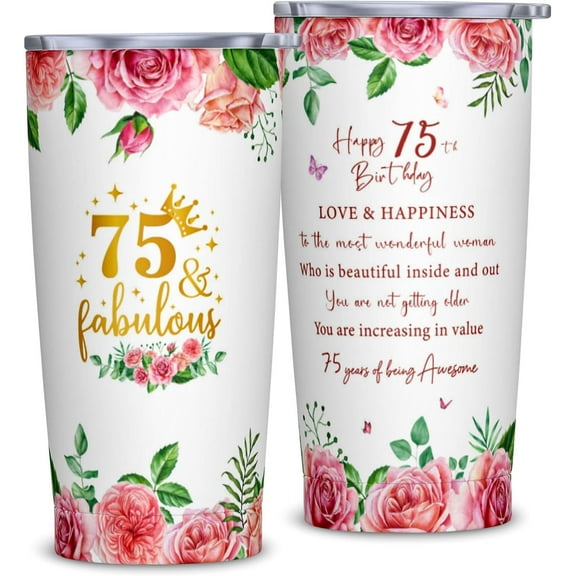 75th Birthday Gifts for Women, Birthday Gifts for 75 Year Old Woman, 75th Birthday 20oz Tumbler with Lid And Straw, 75 Birthday Gift for Women, 1949 Birthday Gifts for Women