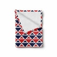 thumbnail image 2 of Americana Soft Flannel Fleece Throw Blanket, USA Flag Inspired Abstract Pattern Squares and Triangles Artwork, Cozy Plush for Indoor and Outdoor Use, 50" x 60", Red Dark Blue and White, by Ambesonne, 2 of 6
