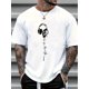 thumbnail image 1 of [Music Print, Casual Tee] Comfortable Music Print Short Sleeve T-shirt - Men's Casual Stretch Collar Top, 1 of 5