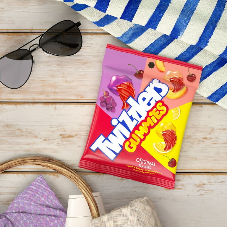 Twizzlers Gummies Assorted Fruit Flavored Chewy Candy, Bag 3.7 oz