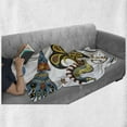 thumbnail image 6 of Mermaid Soft Flannel Fleece Throw Blanket, Oceanic Sea Horse and Calmar Pattern Drawing Effect, Cozy Plush for Indoor and Outdoor Use, 60" x 80", Pale Blue Yellow Orange, by Ambesonne, 6 of 6