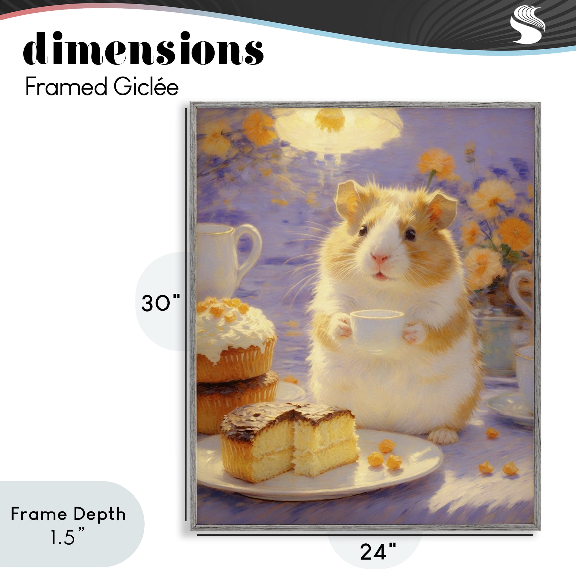Stupell Industries Hamster Tea Party with Cake Gray Framed Giclee Art, design by Angie Hawke