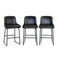thumbnail image 1 of Modern PU Leather Counter Height Bar Stools Set of 3 – Armless Upholstered Chairs with Backrest & Footrest, Sturdy Metal Frame, Perfect for Kitchen Island–Replacement Furniture Parts – Black 3pcs, 1 of 5