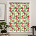 thumbnail image 4 of Tropical Leaves Semi Sheer Curtains Drapes for Living Room, Bedroom, French Doors Window 72 Inches Long, Summer Green Pink Flower Floral Rod Pocket Chiffon Curtain Drapery Voile Draperies Panel, 4 of 6