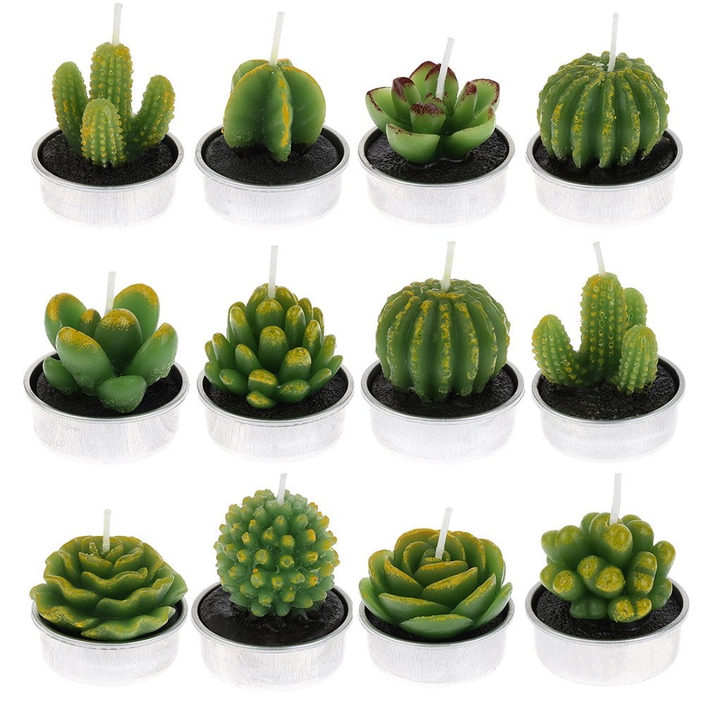 6 Pcs Cactus Tealight Candle Succulent Cactus Candle Gift Set for Birthday Wedding Party Home Decor 