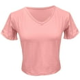 thumbnail image 5 of Womens Tops Soft Workout Slim Casual Short Sleeved V Neck Crop Top Polyester & Spandex Lightweight Breathable Perfect for Daily Life & Sports Package Size: 25X25X2Cm L Shirts for Women, 5 of 5