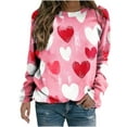 thumbnail image 2 of Workout Tops for Women Viikei Womens Tops Trendy,Women's Fall and Winter Valentine's Day Print Casual Long Sleeved Round Neck Hooded Sweatshirt Tops Blouse Pink XXXXL, 2 of 5