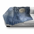 thumbnail image 3 of Fantasy Soft Flannel Fleece Throw Blanket, Castle on Clouds at Moon Night Scary Gothic Fiction Medieval Themed Evil Graphic, Cozy Plush for Indoor and Outdoor Use, 50" x 70", Dark Blue, by Ambesonne, 3 of 6
