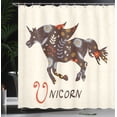 thumbnail image 4 of Ambesonne Unicorn Shower Curtain, Floral Boho Vintage, 69"Wx84"L, Multicolor, 4 of 5