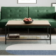 LANTRO JS Collis Industrial Rectangle Wood and Metal Coffee Table