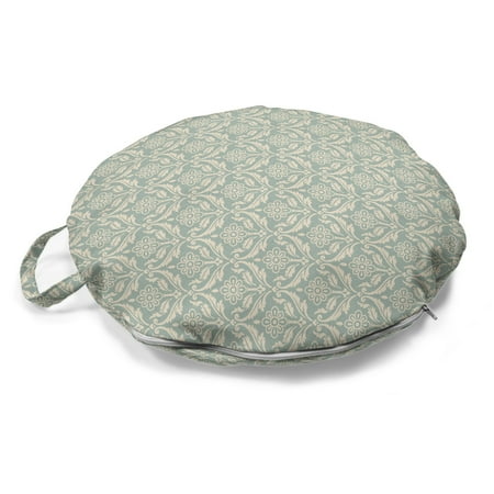 

Vintage Round Floor Cushion with Handle Rhythmic Print of Flower Nostalgic Elements Damask Style Illustration Pillow for Living Room & Dorms 18 Round Dark Sea Green Champagne by Ambesonne