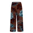 thumbnail image 4 of Women's Casual Pants Women'S Casual Boho Floral Print Stripe Cotton Linen Pants Elastic Waisted Summer Spring Beach Baggy,Red Women's Casual Pants L, 4 of 4