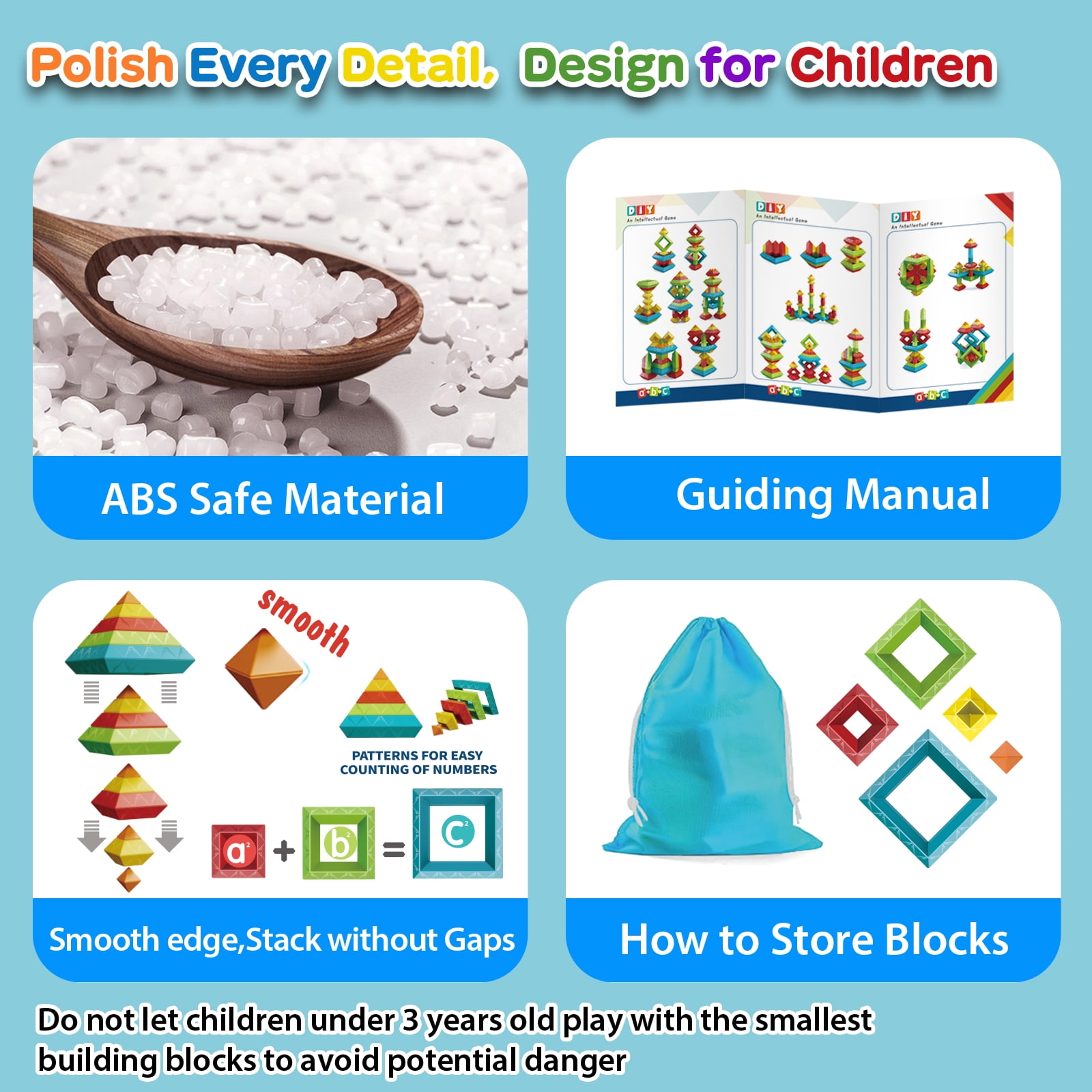 STEM Building Blocks for Toddlers, 48 PCS Educational Stacking Toys - Developmental Learning Toys, Construction Toys for Kids 3 4 5 6 Years Old, Gift for Boys Girls