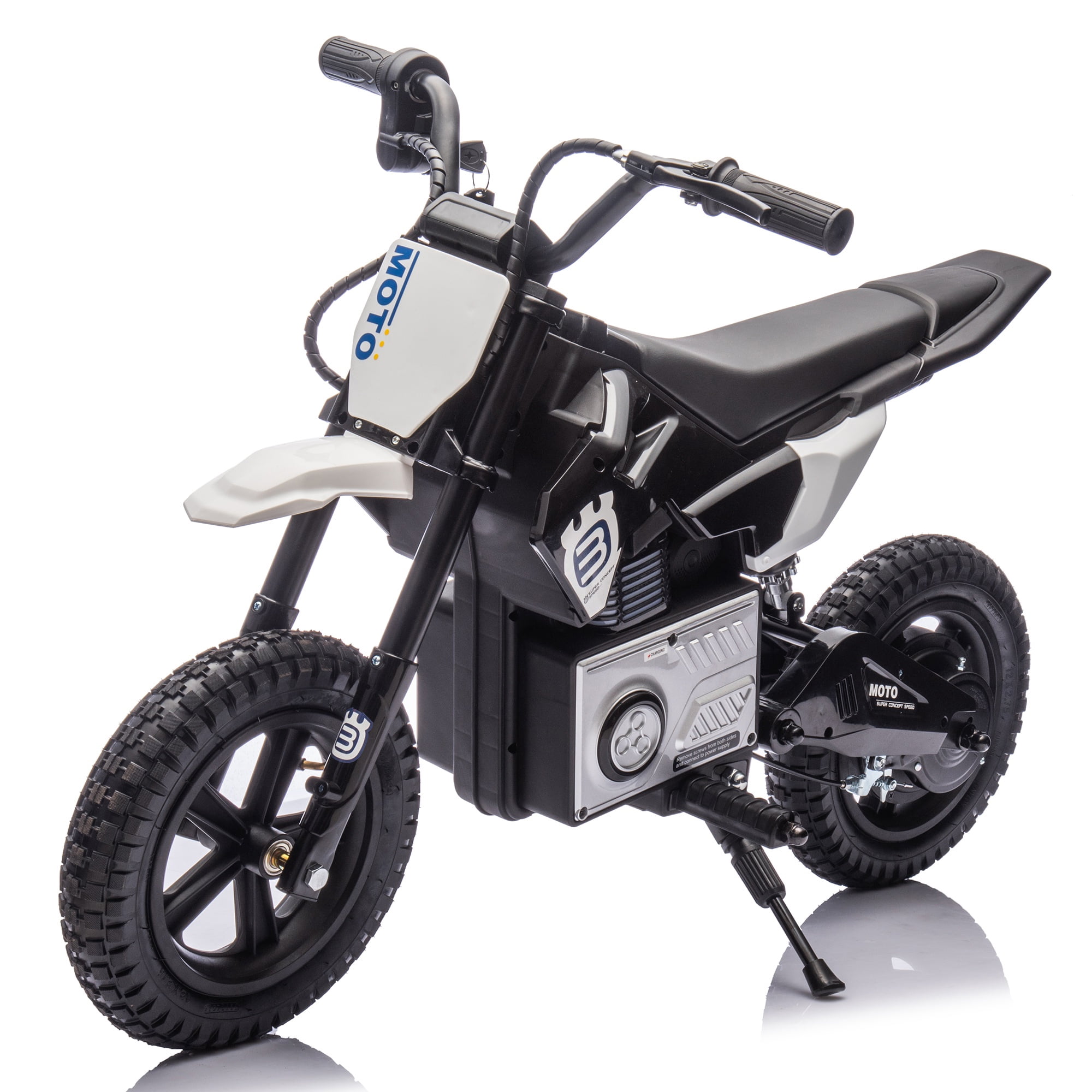 24V Electric Dirt Bike, 200W Powered Electric Ride on Toy with Key Switch, Throttle, Brakes, Bluetooth, Music, Horn, Electric Motorcycle Speed Up to 9.38 MPH, Off Road Motocross for Boys Girls 5-15