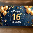 thumbnail image 6 of Happy 16th Birthday Themed Background Banner with Balloons Stars and Cakes for Birthday Party Decorations Photography Props Party Supplies Decor Backdrop, 6 of 8