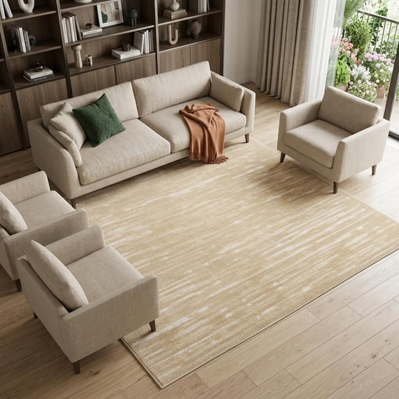 7' X 9' Tan Geometric Area Rug
