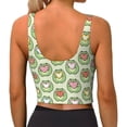 thumbnail image 3 of Xecao Cute Chubby Frog for Sports Bra with Removable Pads, Crop Tank Top Design, Women's Longline Sports Bra - Non-Wired -, 3 of 9