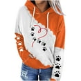 thumbnail image 3 of Jinhomg Fall Lightweight Comfy Sweatshirts for Women Cute Dog Paw Print Drawstring Hoodies Casual Comfy Long Sleeve Pullover Tops with Pocket Summer Saving Orange XXXL, 3 of 5