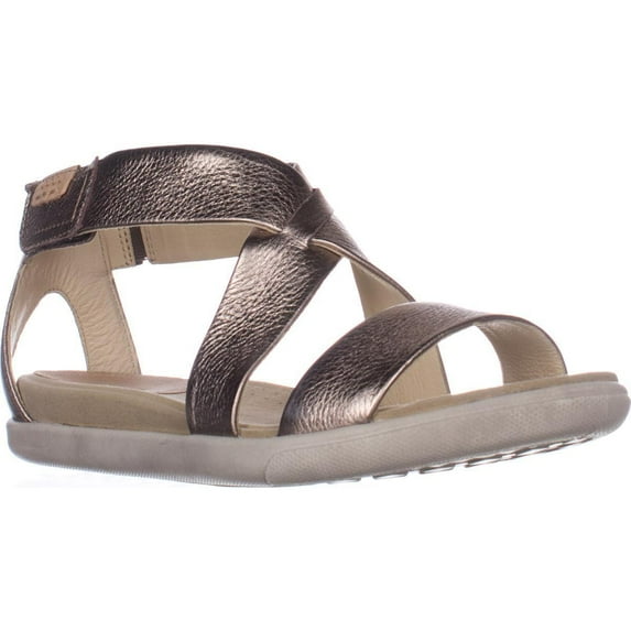 Womens ECCO Damara Flat Comfort Sandals, Warm Grey Metallic