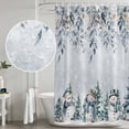 thumbnail image 4 of Blue Christmas Snowman Shower Curtain Set with Hooks, Watercolor Winter Floral Leaves Waterproof Fabric Bathroom Curtains Decor Home Accessories,72 X 72 Inch Long, 4 of 9