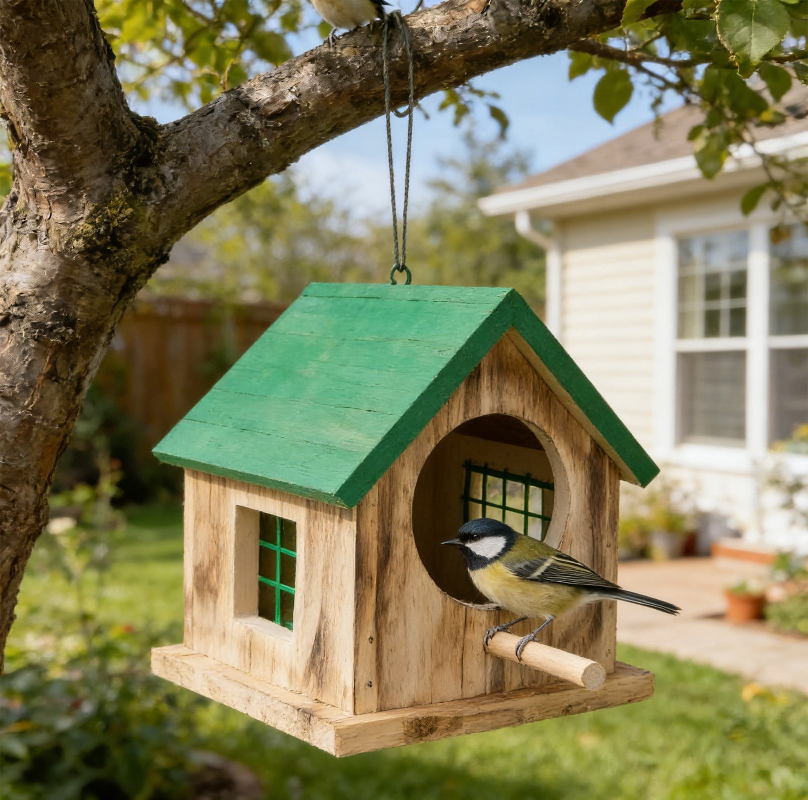 Viflosae Squirrel Proof Bird Feeders Hummingbird Feeder Bird House Frame Wooden Bird Nests Courtyard Hanging Mini Bird Nests Outdoor Bird House Bird Feeder forest Garden Decoration