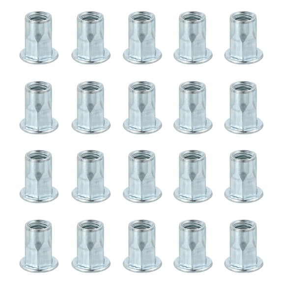 20Pcs M8 x 18mm Rivet Nut Thread Half Hexagonal Carbon Steel White Zinc-Plate