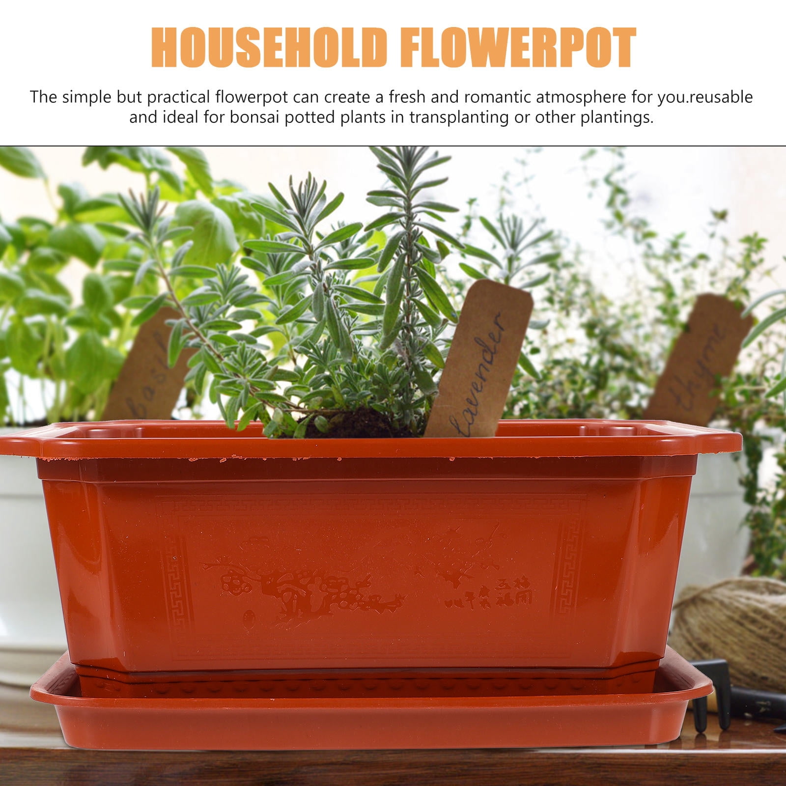 FENGGUIQU Set of 2 Large Dark Red Plastic Planter Pots for Small Plants, Ideal for Gardening Hobbyists and Indoor Outdoor Use